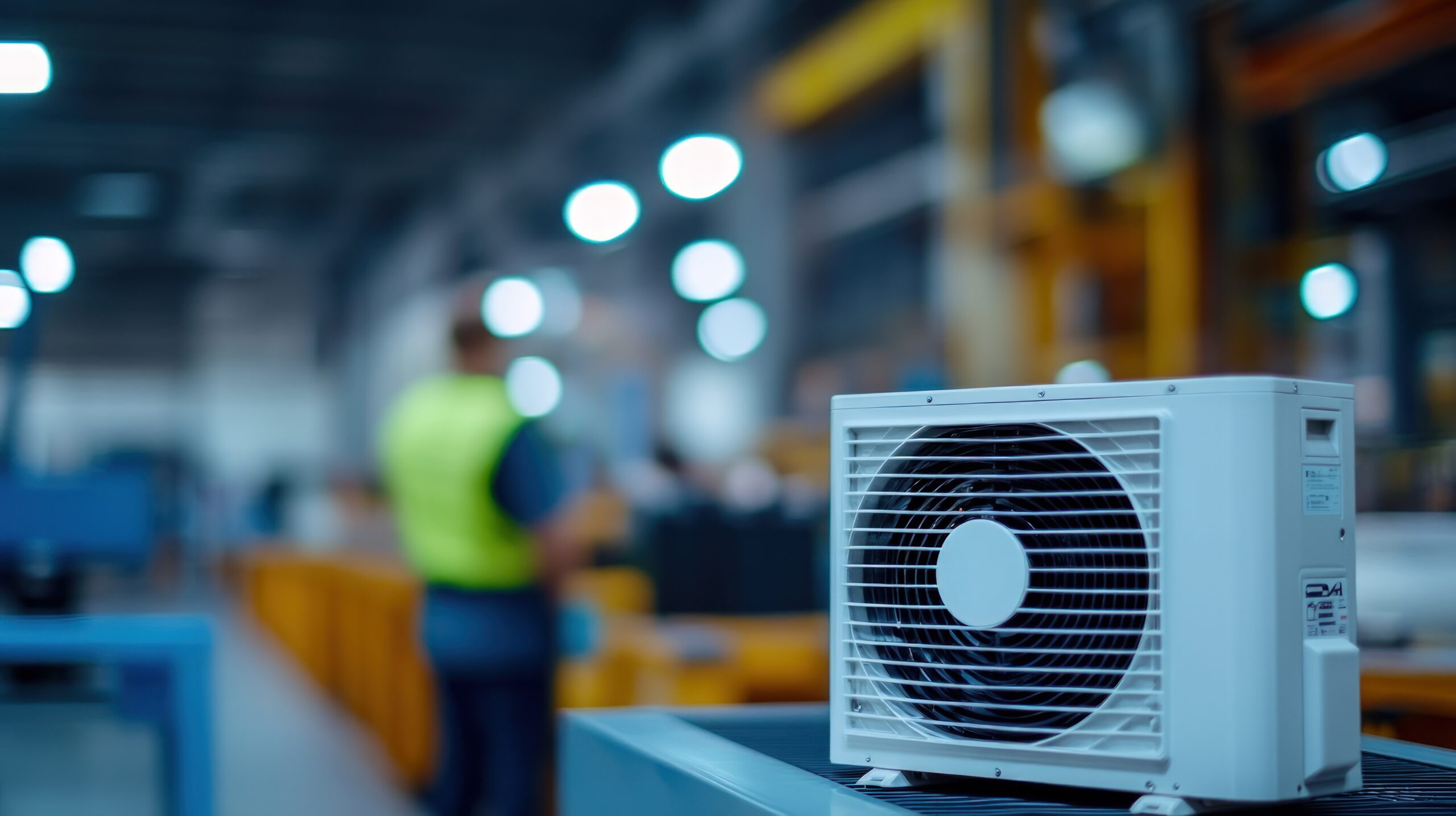 industrial air conditioning unit in a factory setting